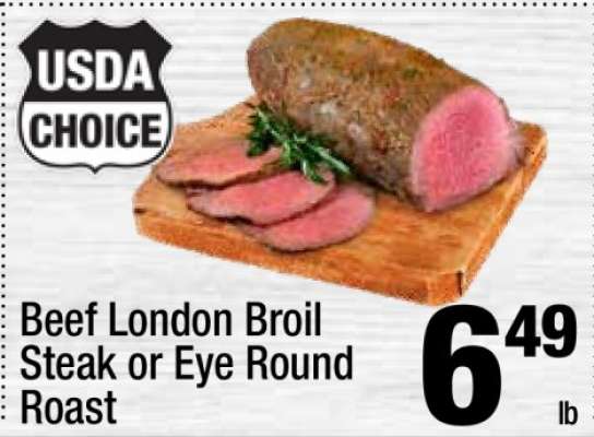 Beef London Broil Steak or Eye Round Roast