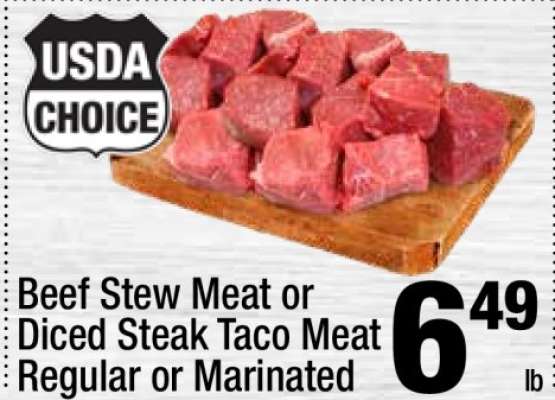 Beef Stew Meat or Diced Steak Taco Meat