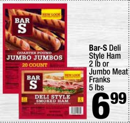 Bar-S Deli Style Ham or Jumbo Meat Franks