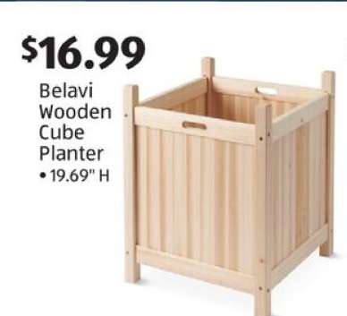 Belavi Wooden Cube Planter