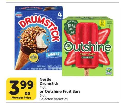 Nestlé Drumstick or Outshine Fruit Bars