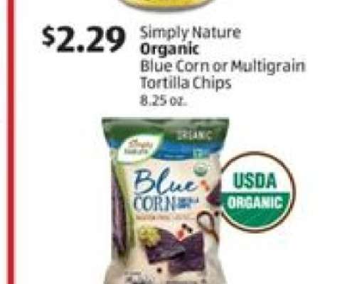 Simply Nature Organic Blue Corn or Multigrain Tortilla Chips