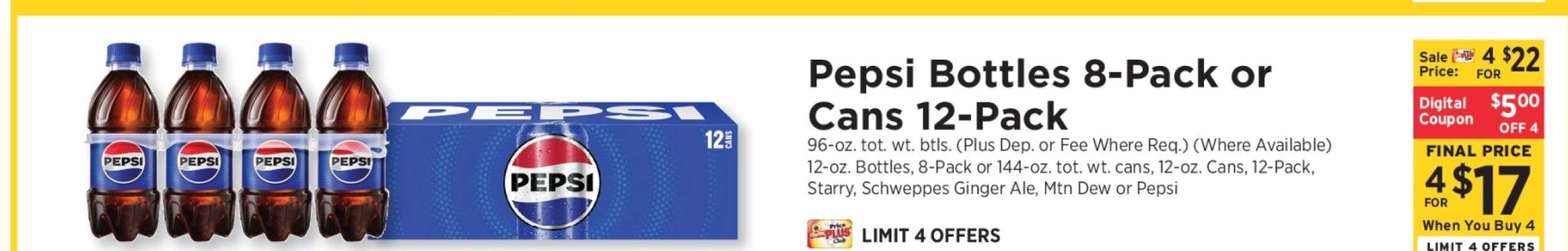 Pepsi Bottles 8-Pack or Cans 12-Pack