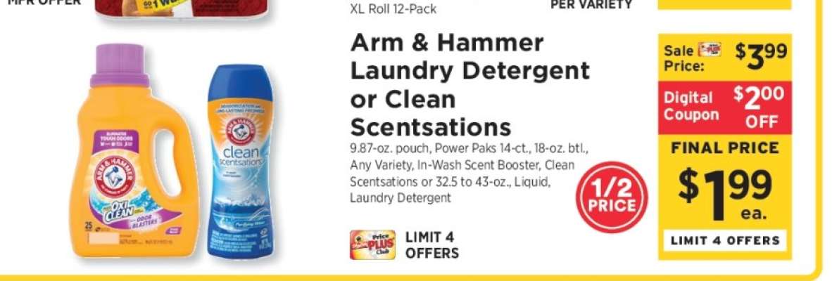Arm & Hammer Laundry Detergent or Clean Scentsations