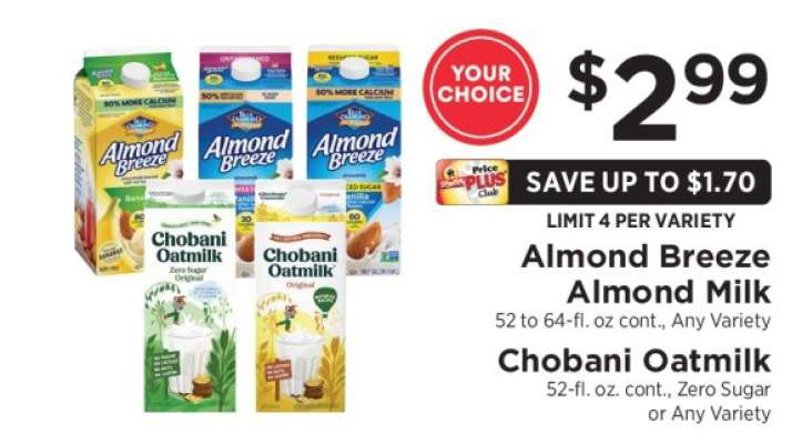 Almond Breeze Almond Milk / Chobani Oatmilk