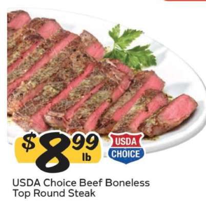 USDA Choice Beef Boneless Top Round Steak