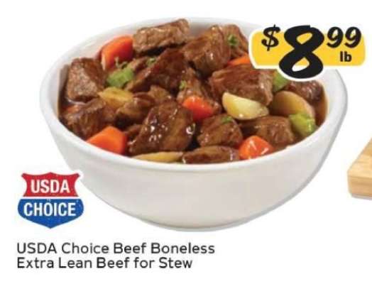 USDA Choice Beef Boneless Extra Lean Beef for Stew
