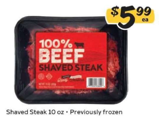 100% Beef Shaved Steak