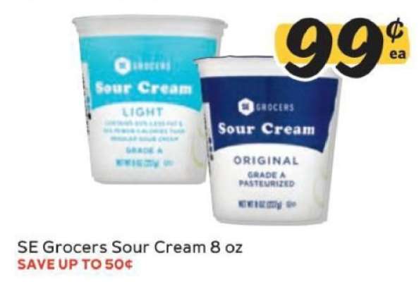 SE Grocers Sour Cream 8 oz
