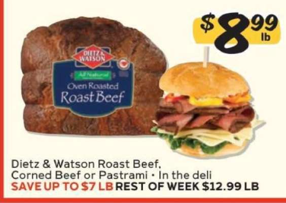 Dietz & Watson Roast Beef, Corned Beef or Pastrami