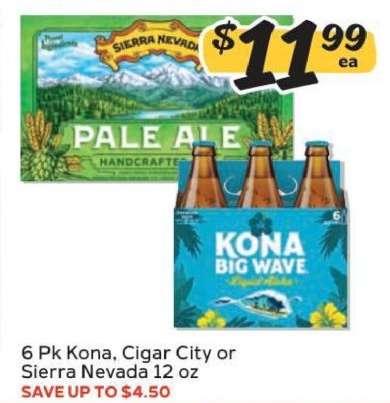 6 Pk Kona, Cigar City or Sierra Nevada 12 oz