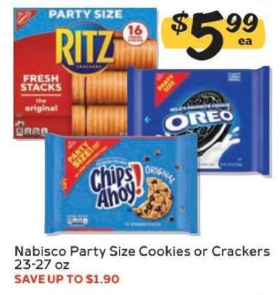 Nabisco Party Size Cookies or Crackers