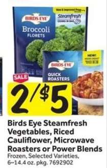 Birds Eye Steamfresh Vegetables, Riced Cauliflower, Microwave Roasters or Power Blends