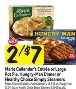 Marie Callender's Entrée or Large Pot Pie, Hungry-Man Dinner or Healthy Choice Simply Steamers
