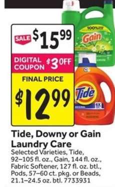 Tide, Downy or Gain Laundry Care