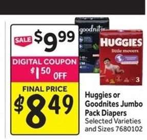 Huggies or Goodnites Jumbo Pack Diapers
