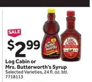 Log Cabin or Mrs. Butterworth's Syrup
