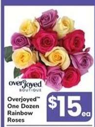 Overjoyed One Dozen Rainbow Roses