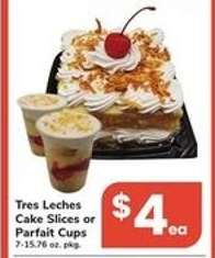 Tres Leches Cake Slices or Parfait Cups