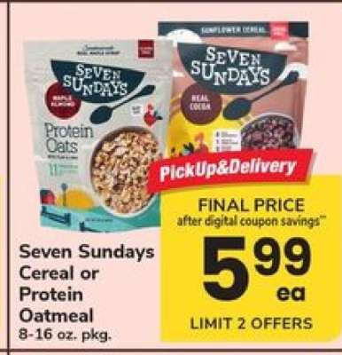 Seven Sundays Cereal or Protein Oatmeal