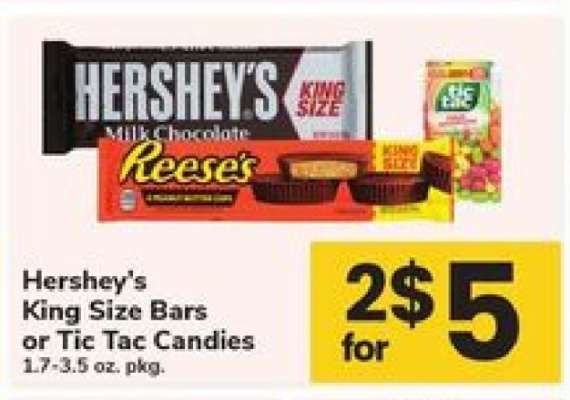 Hershey's King Size Bars or Tic Tac Candies