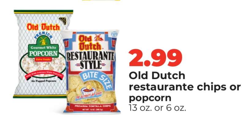 Old Dutch restaurante chips or popcorn