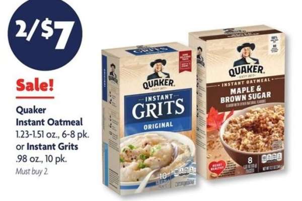 Quaker Instant Oatmeal or Instant Grits