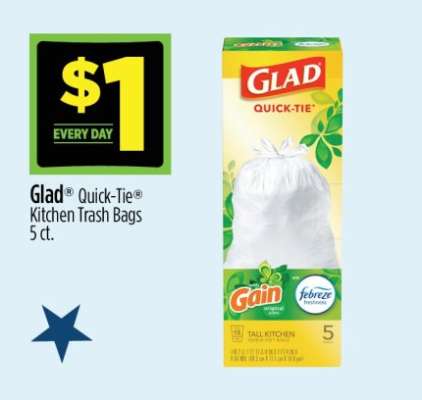 Glad Quick-Tie Kitchen Trash Bags 5 ct.