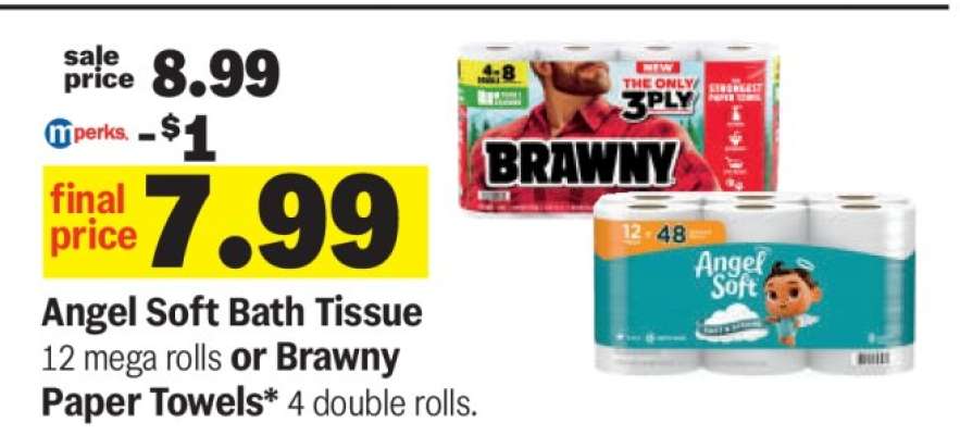 Angel Soft Bath Tissue or Brawny Paper Towels
