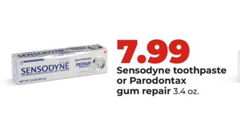 Sensodyne toothpaste or Parodontax gum repair