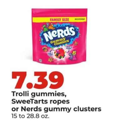 Trolli gummies, SweeTarts ropes or Nerds gummy clusters