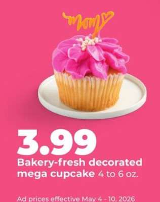 Bakery-fresh decorated mega cupcake