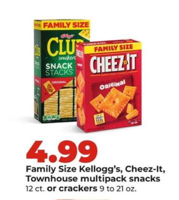 Family Size Kellogg’s, Cheez-It, Townhouse multipack snacks