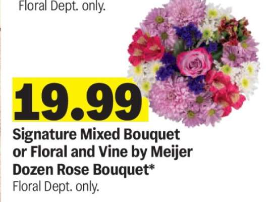 Signature Mixed Bouquet or Floral and Vine by Meijer Dozen Rose Bouquet