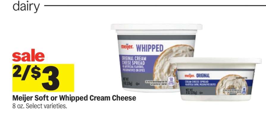 Meijer Soft or Whipped Cream Cheese