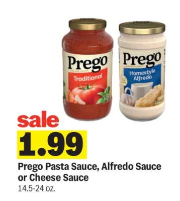 Prego Pasta Sauce, Alfredo Sauce or Cheese Sauce