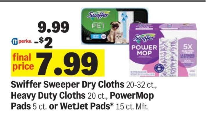 Swiffer Sweeper Dry Cloths, Heavy Duty Cloths, PowerMop Pads, or WetJet Pads
