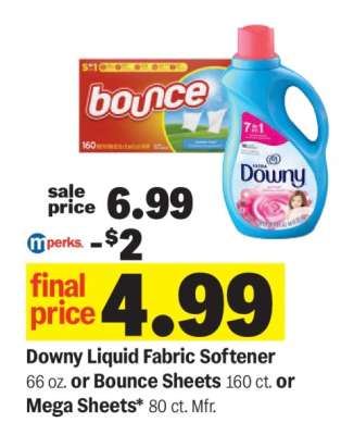 Downy Liquid Fabric Softener or Bounce Sheets