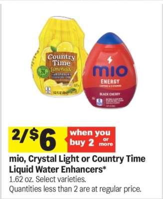 mio, Crystal Light or Country Time Liquid Water Enhancers