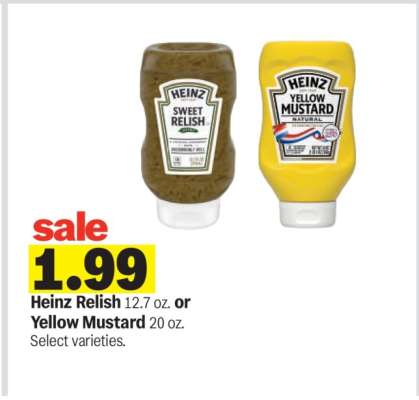 Heinz Relish or Yellow Mustard