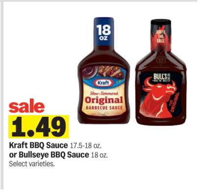 Kraft BBQ Sauce or Bullseye BBQ Sauce