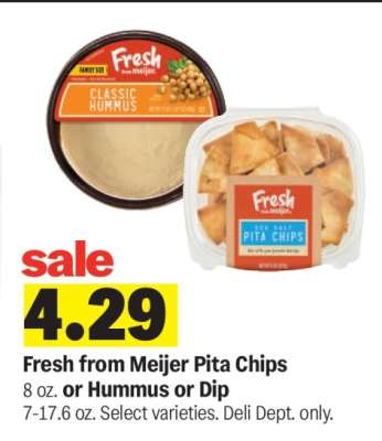 Fresh from Meijer Pita Chips or Hummus or Dip