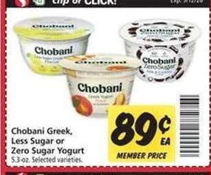 Chobani Greek, Less Sugar or Zero Sugar Yogurt