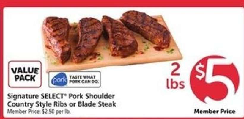 Signature SELECT Pork Shoulder Country Style Ribs or Blade Steak