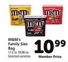 M & M' s Family Size Bag