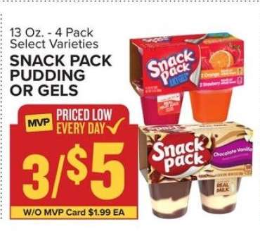 Snack Pack Pudding or Gels*