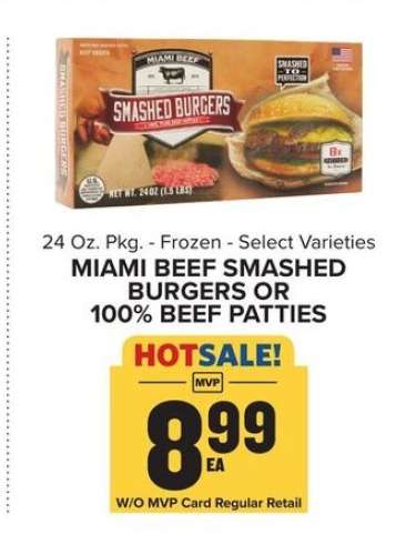 Miami Beef Smashed Burgers or 100% Beef Patties