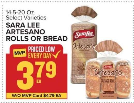 Sara Lee Artesano Rolls or Bread