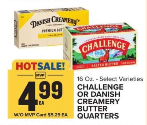 Challenge or Danish Creamery Butter Quarters