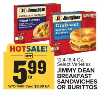 Jimmy Dean Breakfast Sandwiches or Burritos